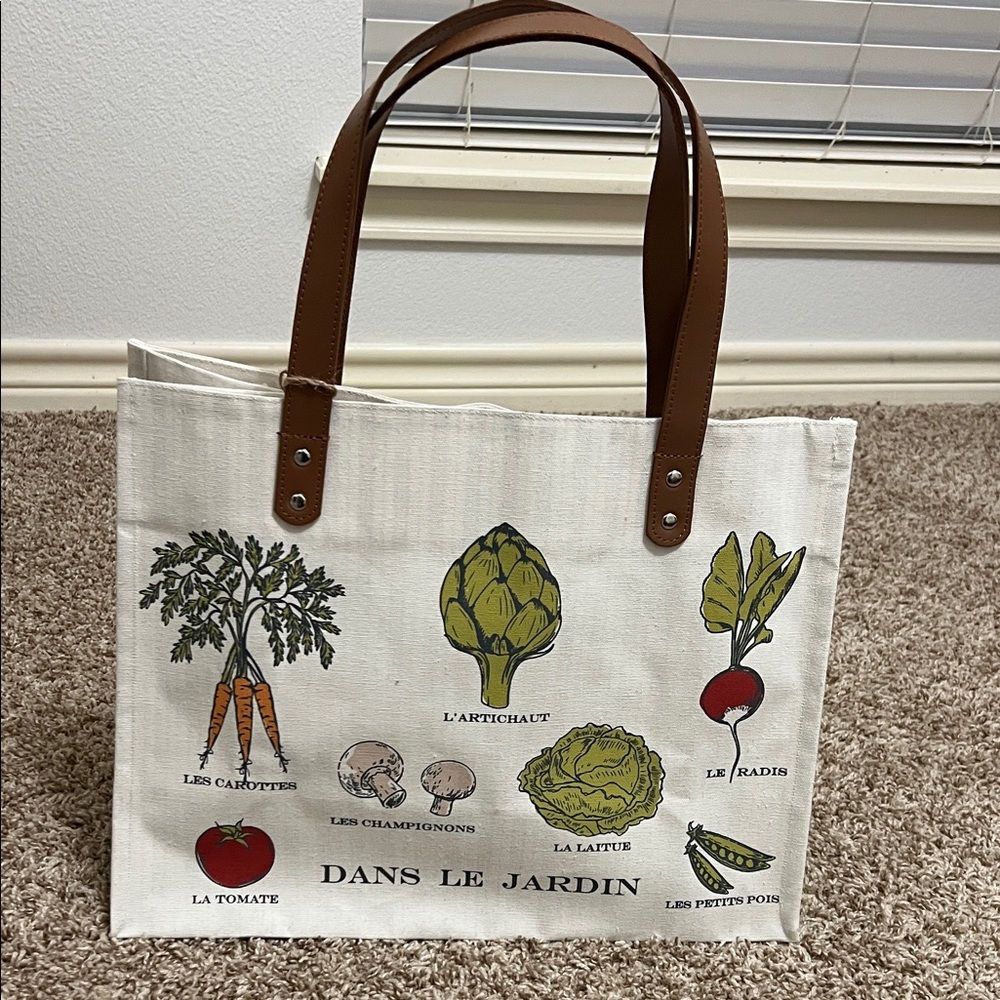 French DANS DE JARDIN In The Garden Cotton Canvas Tote Reusable Tote Bag - Picture 7 of 9